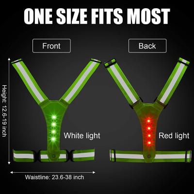 38inch Reflective Running Vest With Led Lights 45m-200m Visual Range
