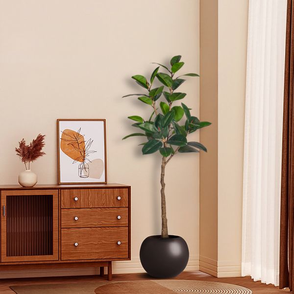 Indoor Outdoor Decor Fake Tree In Pot Plastic Plants Artificial Tree Faux Rubber Tree For Home Decor Office Living Room