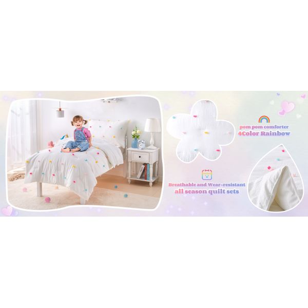 White Childrens Cotton Bedding Jacquard Tufted Dot Crib Bed Sheets Set