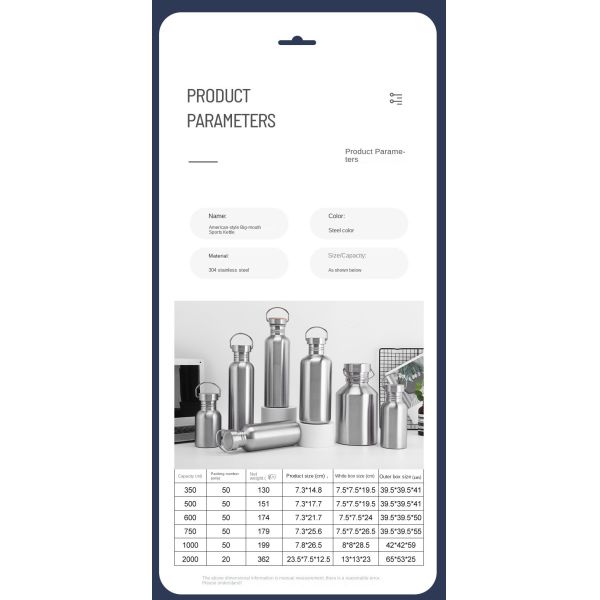 350ml 500ml 600ml Oem Odm Botella de agua de acero inoxidable de pared única BPA libre Botella de agua de viaje de acero inoxidable de peso ligero Diseño minimalista