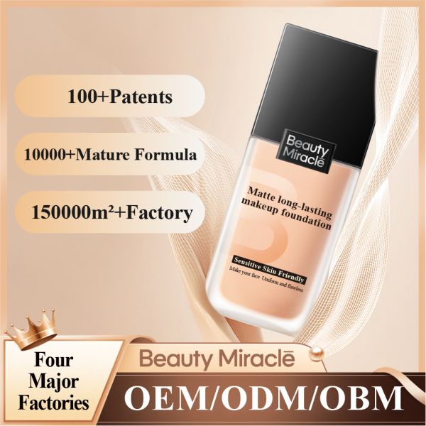 Customized 24H Matte Long-Lasting Makeup Foundation Liquid 50 Colors Oil Control Sweat Proof Concealer Friendly Mask