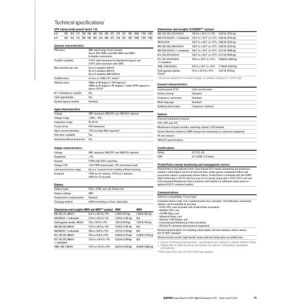 Eaton Power Xpert 9395 200KVA 250KVA 300KVA 400KVA 500KVA 550KVA 600KVA 3-фазная система онлайн-УПС