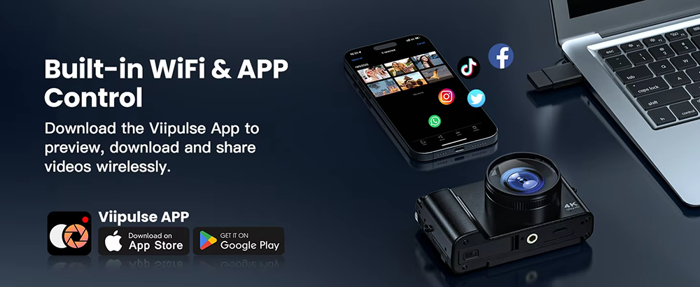 4K Digital Vlog Camera Flip Screen Autofocus Digital Camera With 48MP WiFi