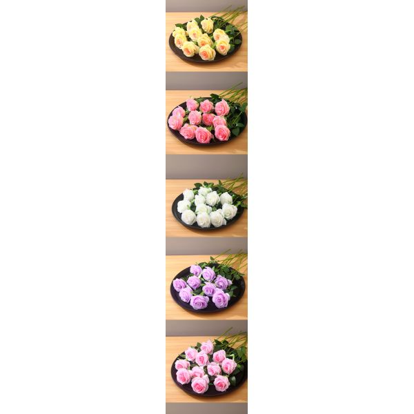 Eco-friendly 9-Head Artificial Dusty Rose Silk Flower Wall for Wedding and Christmas