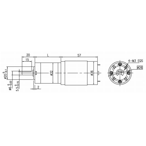 мотор DC 12V 36mm после полудня Gearhead, 24 мотора DC вольта планетарных зацепленных с валом 6mm