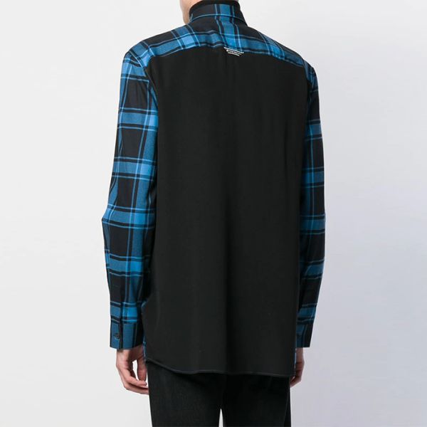 Contrast Splicing Colors Mens Fashion Casual Shirts / Patchwork Shirt Customized