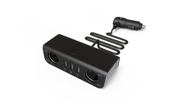 Adaptador de isqueiro de cigarro Carregamento rápido USB A e C Carregador de carro para iPhone Huawei etc