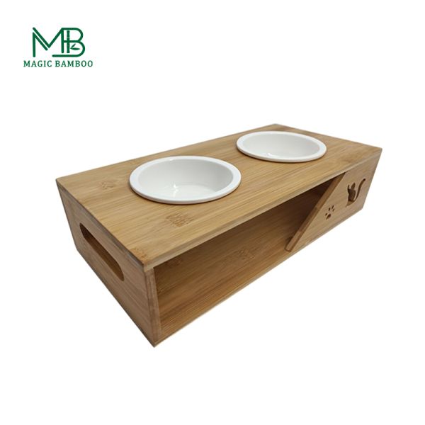 Одноуровневый натуральный бамбуковый кормильник для защиты шейного позвоночника животного