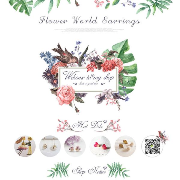 2018 Nami Studio Newest Creative Handmade Heart Dry Flower Stud Earrings