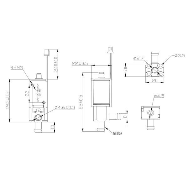 3 Ways 2 Position Miniature Electric Air Solenoid Valves 3.6W For Water Dispenser