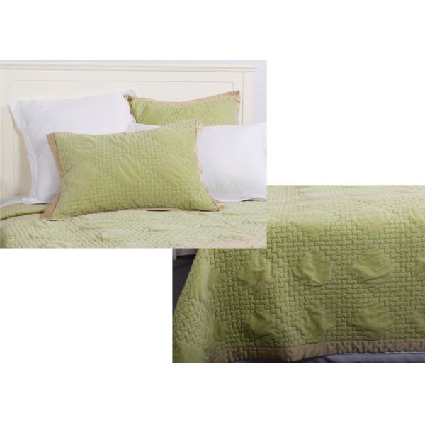 Solid Velvet / Silk Cotton Full Size Quilts And Shams 3 Pcs For Home