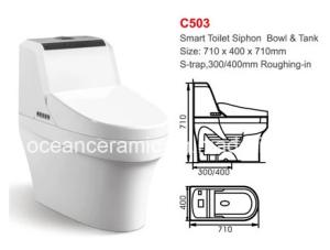 One Piece 710 X 400 X 710mm Smart Toilet Wall Hung Standing Intelligent Toilet