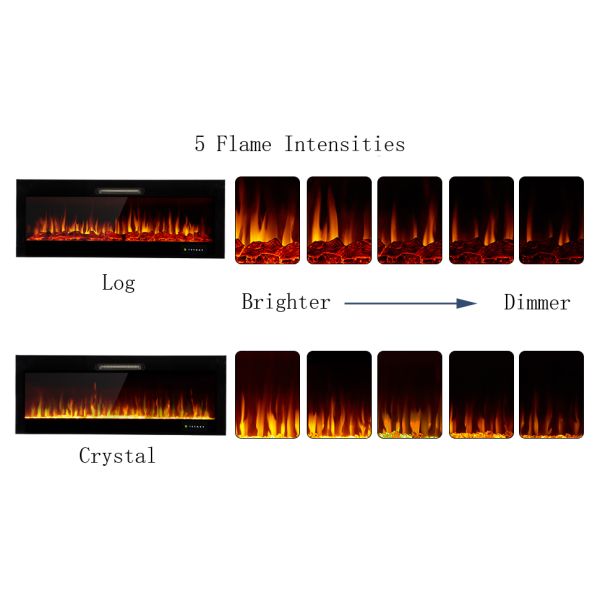 50 дюймов 15 цветов пламени WN-D50 Электрический камин с встроенными современными 3D светодиодными лампами