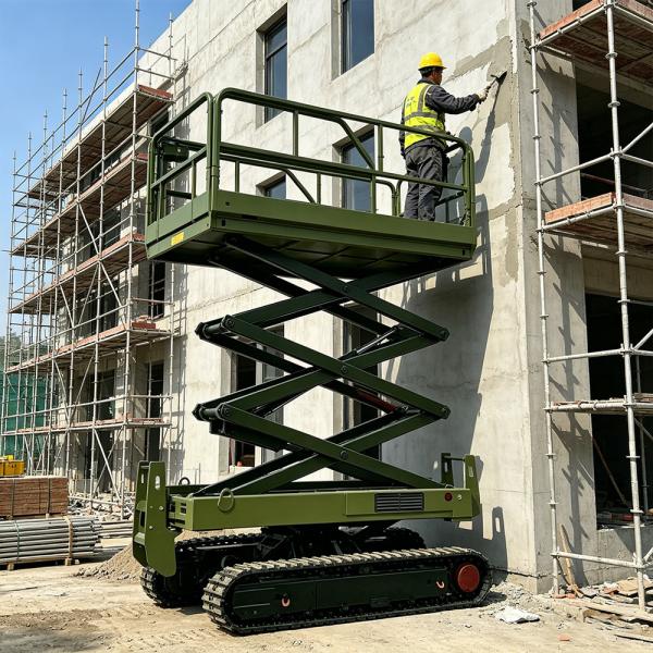 Double Stage Balanced Tracked Scissor Lift Border Fortification And Tactical Hillside Defense Hub