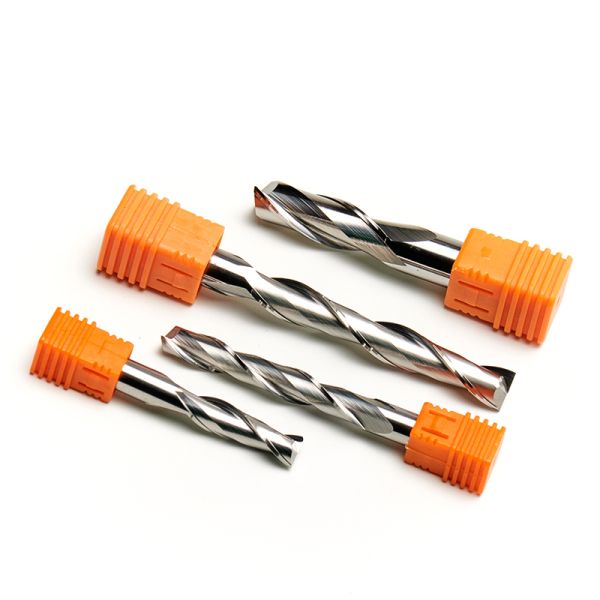 Fabricación Producción de aleación de carburo sólido de acabado de molino de 2 flautas espiral de fondo plano de router bits CNC cortador de fresado de madera