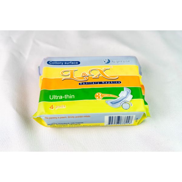 283mm Night Use Sanitary Napkin 4 Pads Cotton Menstrual Pads Leak Resistant
