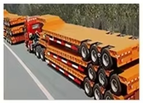 s Two Lines and Four Axes Gooseneck Flatbed Trailer with Hydro-Pneumatic Suspension