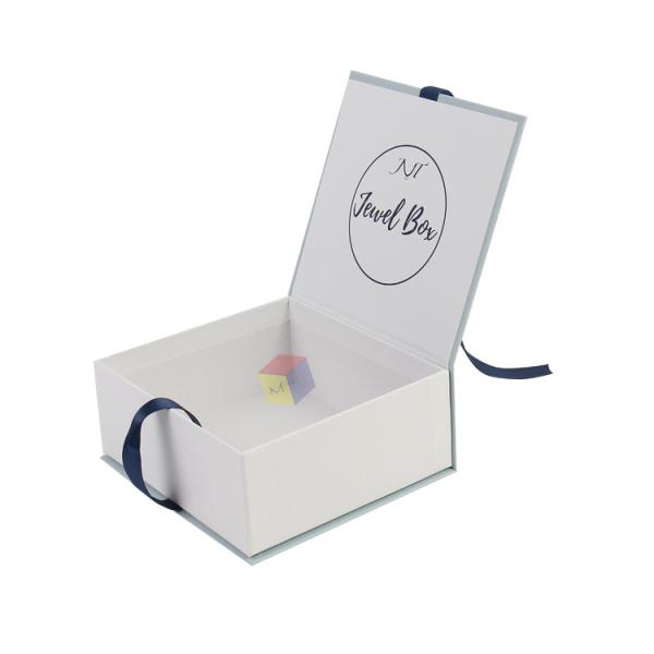 Square Book Shape Cardboard Jewelry Gift Boxes Stylish With Ribbon