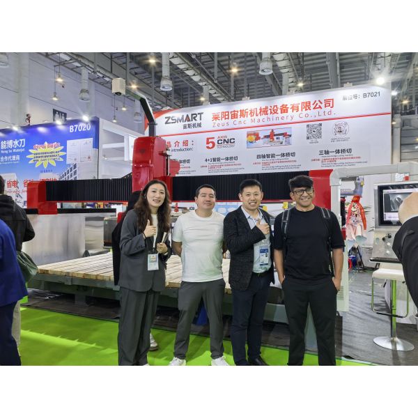ZEUS 4+3 AXIS CNC CUTTING SAW 15KW+7.5KW 3200*2000MM CUT 100MM STONE CNC MACHINERY SAVE MONEY AND EFFORT FREE AFTER SALES TRAINING CUSTOM LOGO WARRANTY ONE YEAR SPINDLE CAMERA SUCTION SAW BLADE
