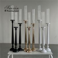 Fábrica de costumes diferentes cores frascos de vidro candelabros de metal alto para peças centrais de casamento