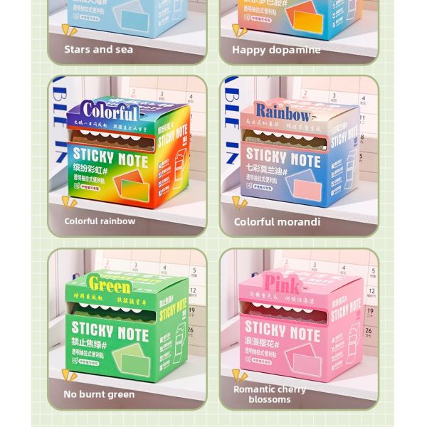 High-Appearance Colorful School Paper Sticky Notes for Students Pearlescent Transparent Self-Adhesive Memo Pad