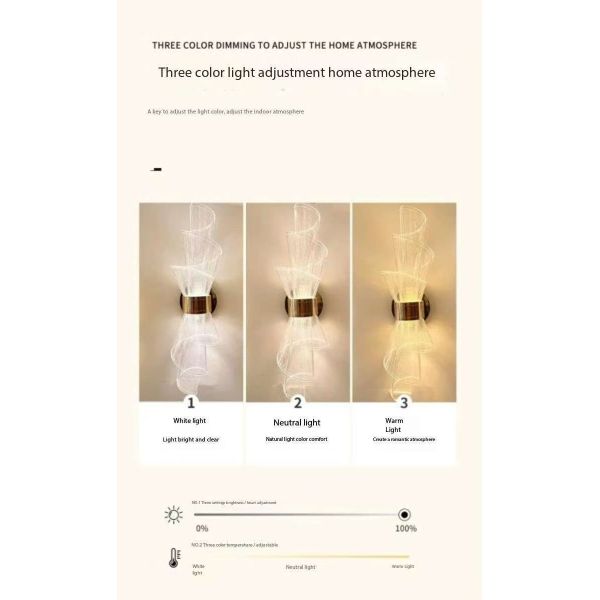 Senso avanzado de la antorcha Salón de fondo Pared lámpara de pared acrílica Delicado y hermoso dormitorio Lámparas de pared LED