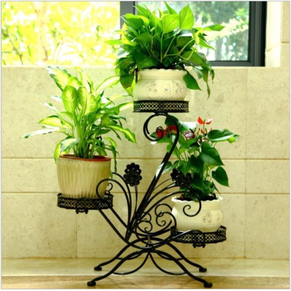 Anti Rust Wrought Iron 2.2KG 3 Tier Flower Pot Stand