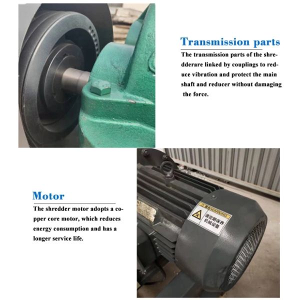 Large Torque Two Shaft Shredder Machine For Scrap Metal Plastic Film Rubber Fabric