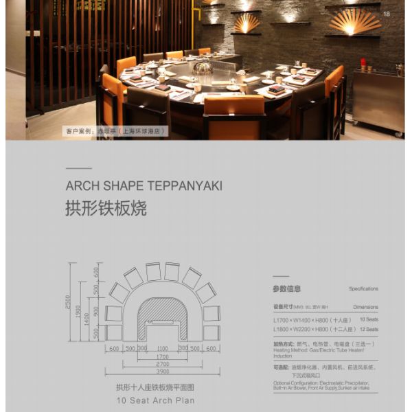 Сводчатый электрический гриль теппаньяки/таблица из нержавеющей стали 304 теппаньяки