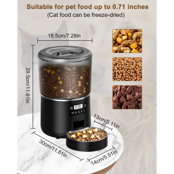 Cuenco automático para mascotas de 4L alimentador de acero inoxidable autoalimentado para gatos