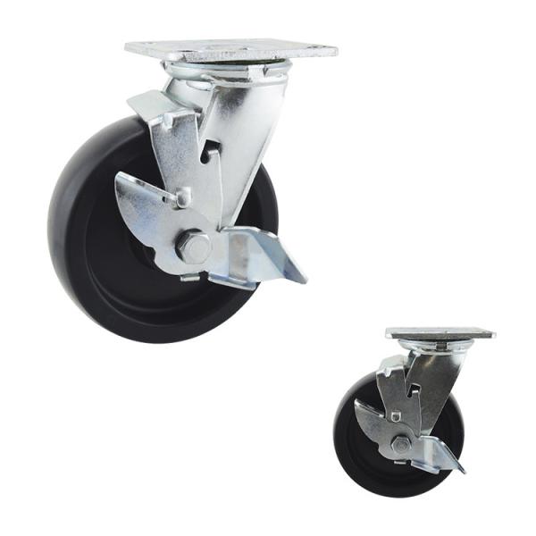 150X50mm Size Plastic Swivel Heavy Duty Casters With Single Brake
