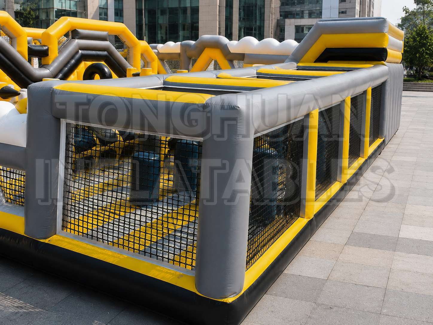 Custom Large Inflatable Obstacle Course with Climbing Walls Tunnels Balance Steps and Challenge Games for Malls Parks Schools and Commercial Rental Events