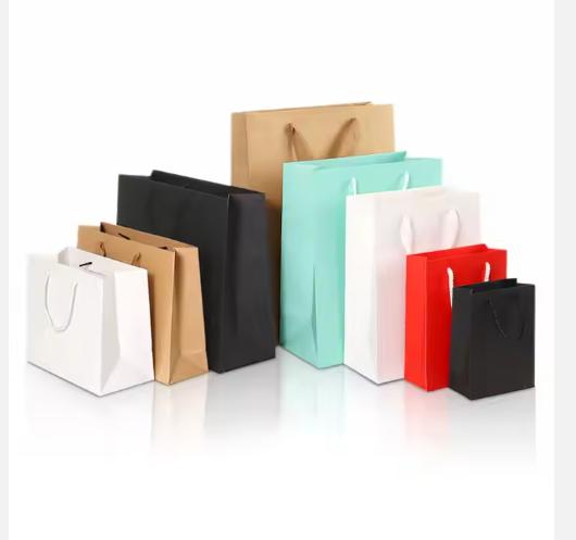 Reusable Kraft Paper Bag Custom Size Recycled Paper Shopping Bags