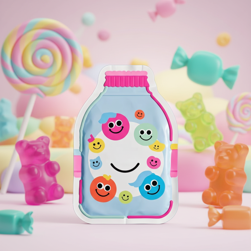 Custom Cute Cartoon Smiley Face Resealable Snack Pouch - Colorful Fun Packaging Bag for Candies & Snacks