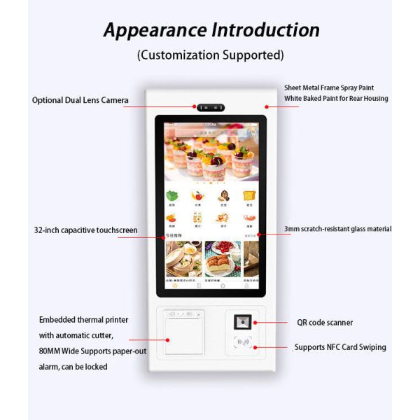 21.5 inch High-Performance Food Ordering Kiosk Machine With Dual-Screen Display for Enhanced Interaction