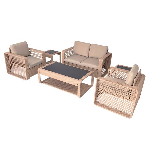 2026 New Developed  Metal Frame Indoor Outdoor Rattan Garden Patio Balcony Conversation Sofa Set