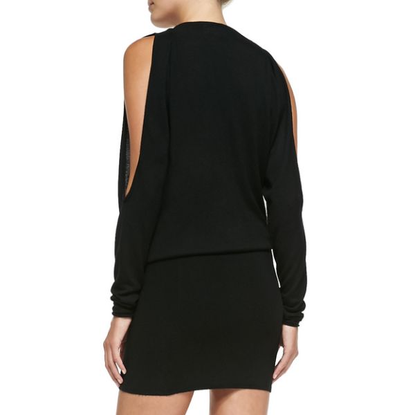 Women Knitted Draped Cold-Shoulder Dress