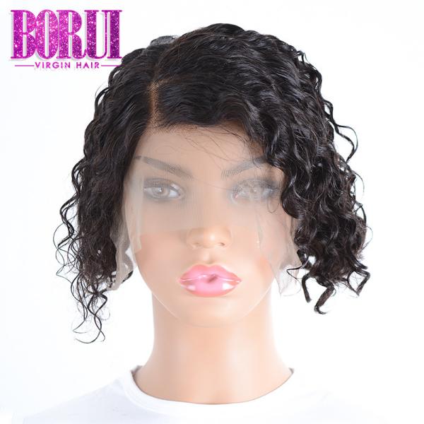 Peruca feita sob encomenda dianteira pre arrancada do corte do duende com a peruca curto encaracolado da onda profunda do cabelo do bebê