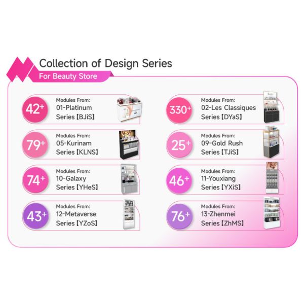 Estancia de la tienda Escalera de madera gris Isla de maquillaje para la marca Muebles de exhibición y mostrador de la tienda de alta calidad