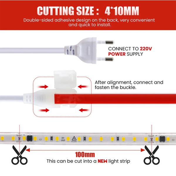 180 LEDs/m Alto brilho 8mm 4000K Natural Ra80 CE RoHs COB SMD2835 LED Strip Light