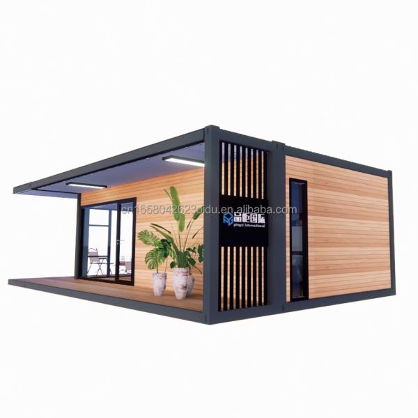Maison de conteneurs préfabriquée de 20 pieds/40 pieds avec maison en verre en bois