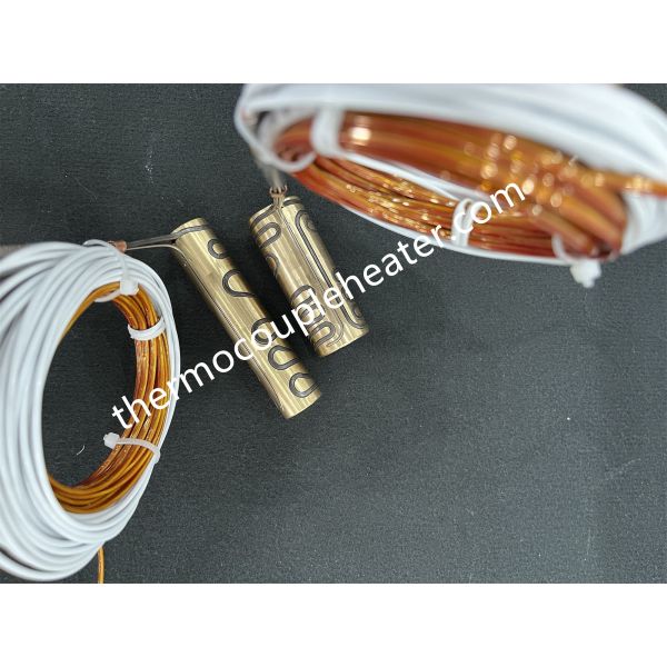 Hot runner injection mold components pressed in brass heater for hot runner systems