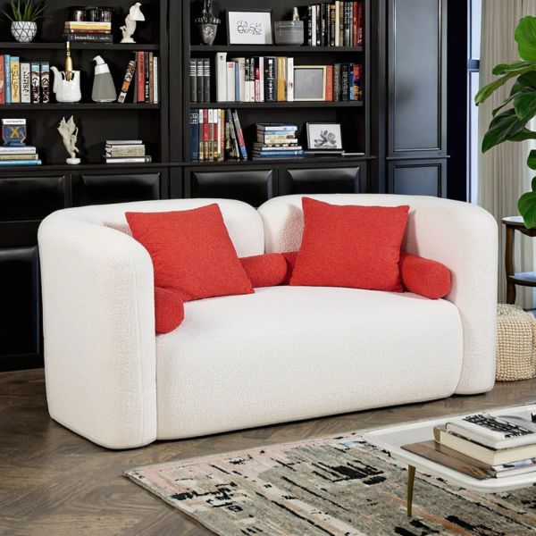 Simple Fabric Frame Extendable 2-Seater Curved Modular Sofa Comfortable Living Room Reclining Corner Sofa Modern Sponge