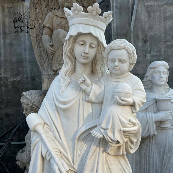 Marble Mother Mary Statues Church Life Size Virgin Mama Mary Baby Jesus Statue Religious Handcarved