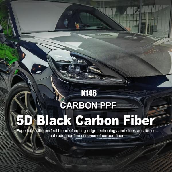 K146 5D Black TPU Color Car Carbon Fiber Paint Protection Film Forged Vinyl Wrap