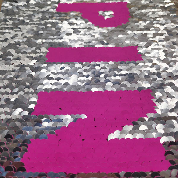 Pink Reverse Sequin Patch / Sequin Letter Patches Durable Cutomized Logo