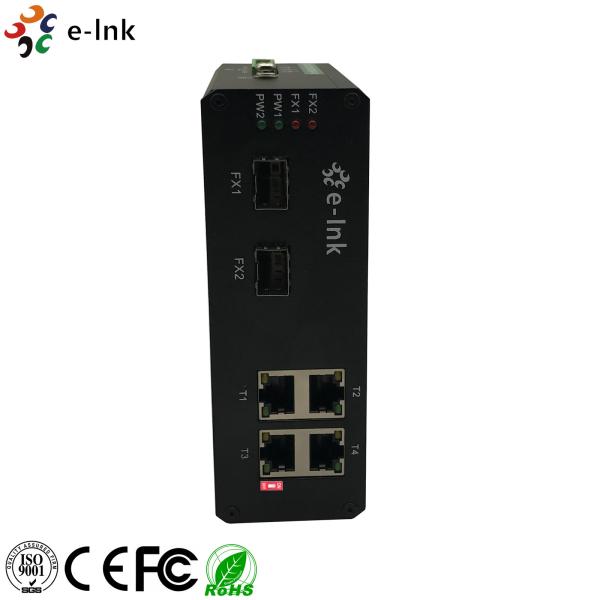 Gigabit Industrial Ethernet POE Switch 9K Bytes Jumbo Frame With 2 SFP Ports / 4 RJ45 Ports