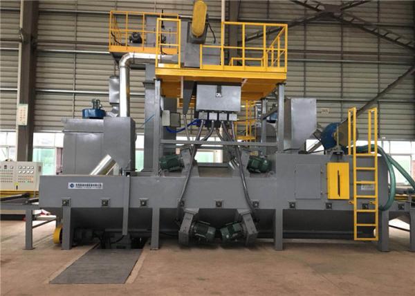 380V / 415V Roller Conveyor Blast Machine , Roller Conveyor System For Cleaning Rust / Steel Plate Scale