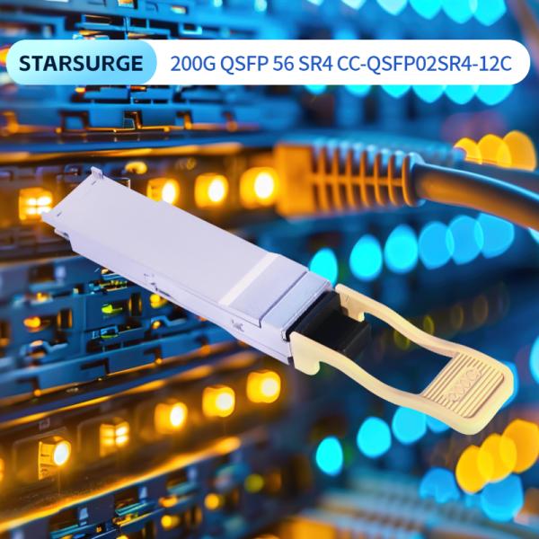 200g Qsfp56 Sr4 CC-QSFP02SR4-12C Optical Transceiver 100m on Om4 / 70m on Om3 Fiber High-Performance Computing Interconnect for Data Centers