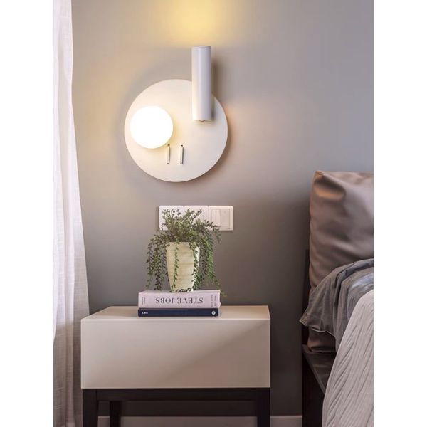 Bedside reading wall lamp acrylic ball Nordic bedroom bed board light living Bedhead wall light for hotel